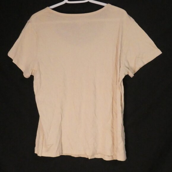 OLEG CASSINI SPORT | xl - extra large | Beige Short Sleeve Scoop Neck Blouse - Picture 2 of 15